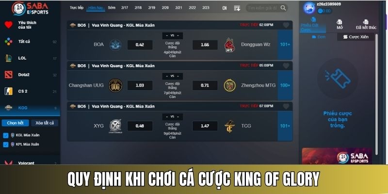 cá độ King of glory